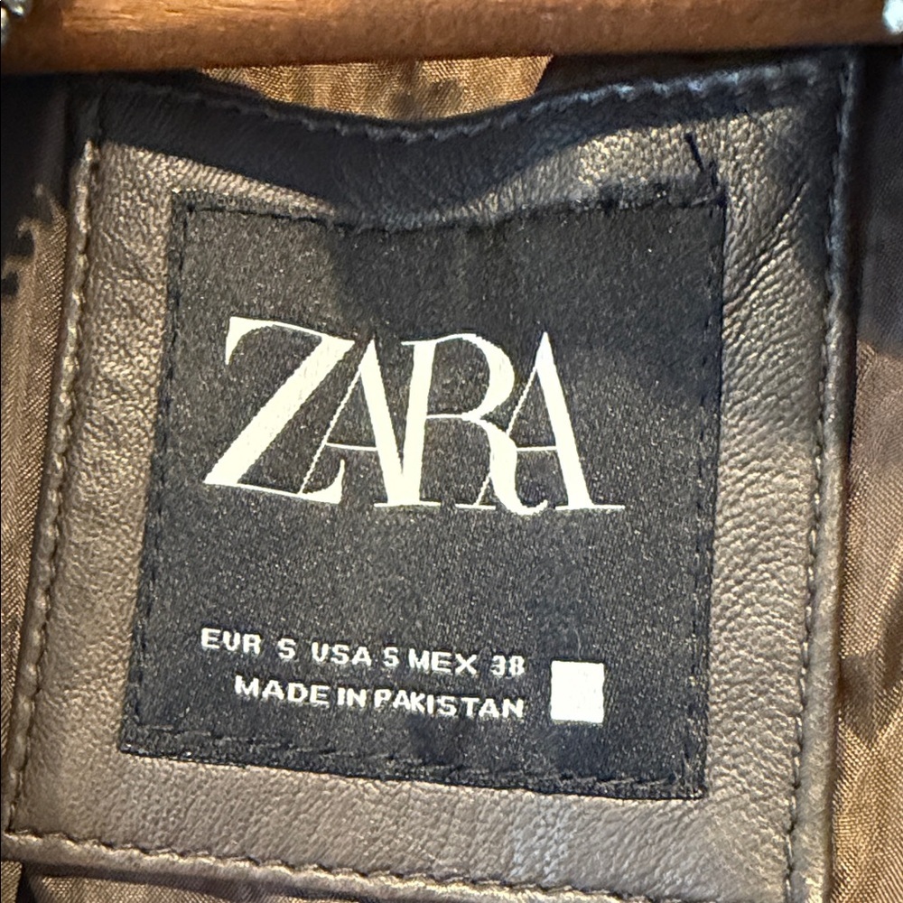 Zara Men's Brown Lambskin Leather Jacket - Picture 2 of 10